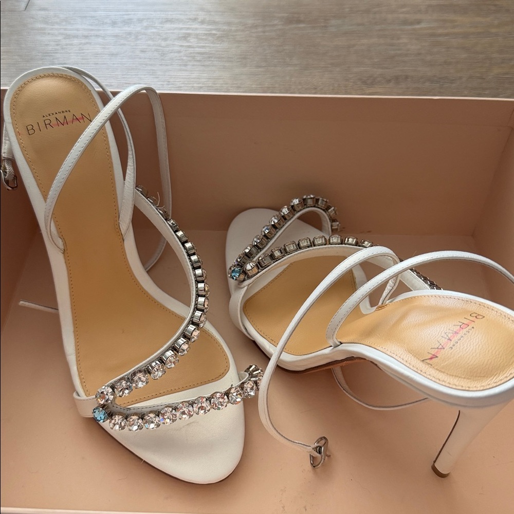 Alexandre Birman White Heels with Crystal Accents